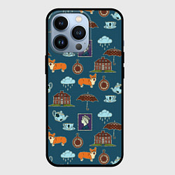 Чехол для iPhone 13 Pro Англия паттерн, цвет: 3D-черный