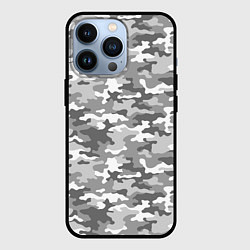 Чехол для iPhone 13 Pro Серый Военный Камуфляж, цвет: 3D-черный