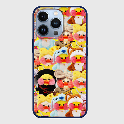 Чехол iPhone 13 Pro УТЯ УТОЧКА ЛАЛАФАНФАН ПАТТЕРН / 3D-Тёмно-синий – фото 1