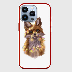 Чехол для iPhone 13 Pro Fox with a garland, цвет: 3D-красный