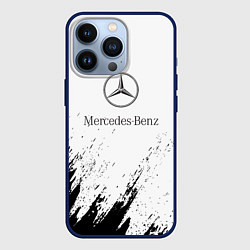 Чехол для iPhone 13 Pro Mercedes-Benz - White texture, цвет: 3D-тёмно-синий