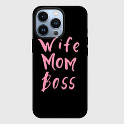 Чехол для iPhone 13 Pro Wife Mom Boss, цвет: 3D-черный