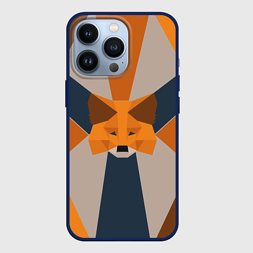 Чехол iPhone 13 Pro Metamask Крипто лиса / 3D-Тёмно-синий – фото 1