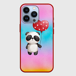 Чехол для iPhone 13 Pro Маленькая панда с сердечком, цвет: 3D-красный