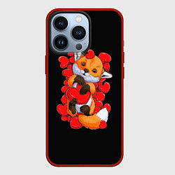 Чехол для iPhone 13 Pro Лиса Символ любви, цвет: 3D-красный