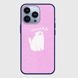 Чехол для iPhone 13 Pro Кот орет ааааа, цвет: 3D-тёмно-синий