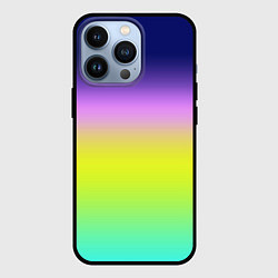 Чехол для iPhone 13 Pro Разноцветный градиентный узор зелено-фиолетовый, цвет: 3D-черный