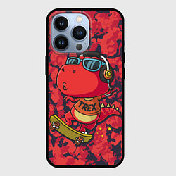 Чехол для iPhone 13 Pro Веселый динозавр на скейте, цвет: 3D-черный