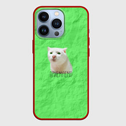 Чехол для iPhone 13 Pro Приемлемо кот мем, цвет: 3D-красный