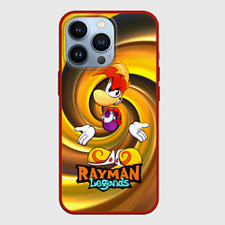 Чехол для iPhone 13 Pro Rayman Legends на фоне желтой спирали, цвет: 3D-красный