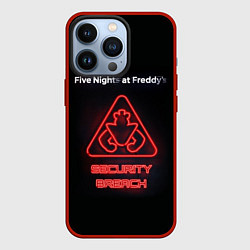 Чехол для iPhone 13 Pro Five Nights at Freddys: Security Breach logo, цвет: 3D-красный