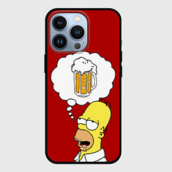 Чехол для iPhone 13 Pro Гомер думает о пиве Симпсоны Simpsons, цвет: 3D-черный