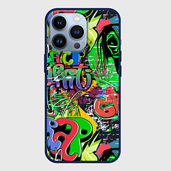 Чехол для iPhone 13 Pro Граффити с черепами, цвет: 3D-тёмно-синий