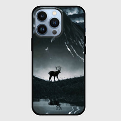 Чехол для iPhone 13 Pro Северный олень и вулкан, цвет: 3D-черный