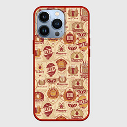 Чехол для iPhone 13 Pro Пивные Этикетки Beer, цвет: 3D-красный