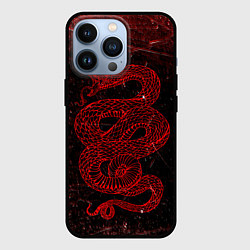 Чехол для iPhone 13 Pro Красная Змея Red Snake Глитч, цвет: 3D-черный