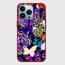 Чехол для iPhone 13 Pro Бабочки Butterflies, цвет: 3D-красный