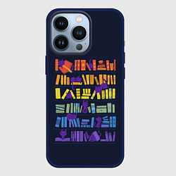 Чехол для iPhone 13 Pro Коты и книги, цвет: 3D-тёмно-синий