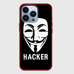 Чехол для iPhone 13 Pro HACKER Маска V, цвет: 3D-красный