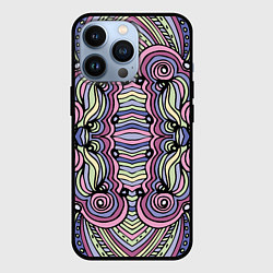 Чехол для iPhone 13 Pro Абстракция разноцветная Калейдоскоп Фиолетовый, зе, цвет: 3D-черный