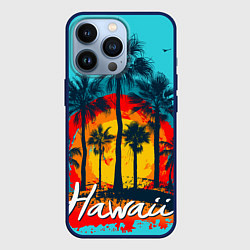 Чехол для iPhone 13 Pro Hawaii Солнце, Пальмы, цвет: 3D-тёмно-синий