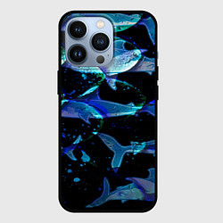 Чехол для iPhone 13 Pro На дне морском Акулы, цвет: 3D-черный
