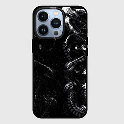 Чехол для iPhone 13 Pro Змеиный Паттерн Snake Black, цвет: 3D-черный