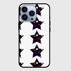 Чехол для iPhone 13 Pro Звёзды в цветах флага России, цвет: 3D-черный