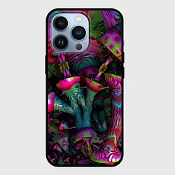 Чехол для iPhone 13 Pro Вот такие грибочки Pattern Психоделика, цвет: 3D-черный