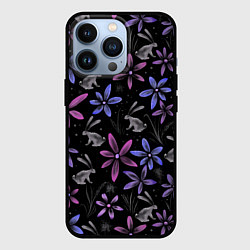 Чехол для iPhone 13 Pro Зайцы в ночном саду, цвет: 3D-черный