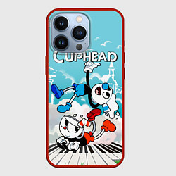 Чехол для iPhone 13 Pro Cuphead 2 чашечки, цвет: 3D-красный