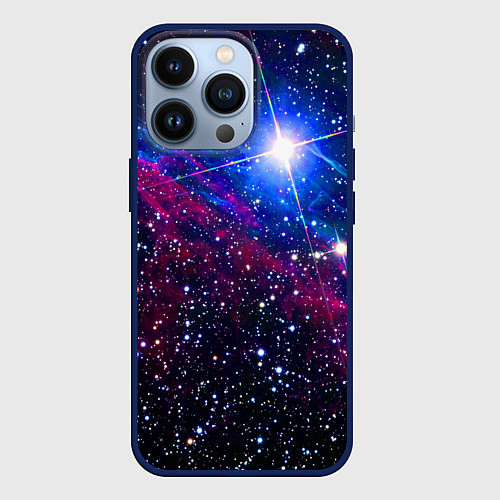 Чехол iPhone 13 Pro Открытый космос Star Neon / 3D-Тёмно-синий – фото 1