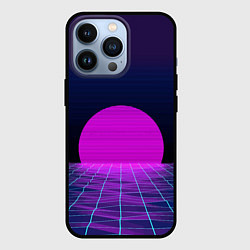 Чехол для iPhone 13 Pro Закат розового солнца Vaporwave Психоделика, цвет: 3D-черный