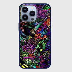 Чехол для iPhone 13 Pro Абстрактный узор Vanguard Fashion Неон, цвет: 3D-тёмно-синий