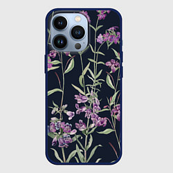 Чехол для iPhone 13 Pro Цветы Фиолетовые, цвет: 3D-тёмно-синий