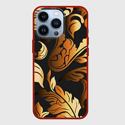 Чехол для iPhone 13 Pro Узоры и листья, цвет: 3D-красный