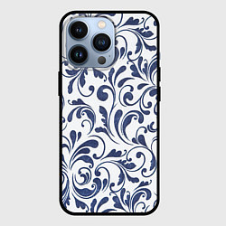 Чехол для iPhone 13 Pro Гжелевый рисунок, цвет: 3D-черный