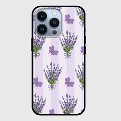 Чехол для iPhone 13 Pro Лавандовые бабочки, цвет: 3D-черный