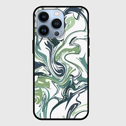 Чехол для iPhone 13 Pro Зеленый мрамор Абстрактный узор с прожилками и раз, цвет: 3D-черный