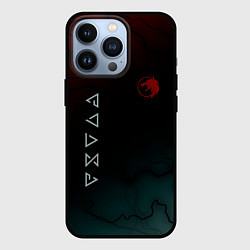 Чехол для iPhone 13 Pro The witcher Волк Черные Молнии, цвет: 3D-черный