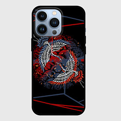 Чехол для iPhone 13 Pro Пара журавлей, цвет: 3D-черный