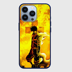 Чехол для iPhone 13 Pro ПЛАМЕННАЯ БРИГАДА ПОЖАРНЫХ, FIRE FORCE, цвет: 3D-тёмно-синий