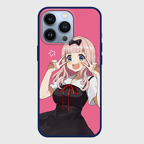 Чехол iPhone 13 Pro Чика на позитиве / 3D-Тёмно-синий – фото 1