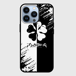 Чехол для iPhone 13 Pro Чёрный клевер черное белое текстура, цвет: 3D-черный