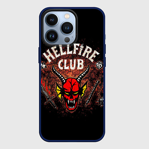 Чехол iPhone 13 Pro Hellfire club / 3D-Тёмно-синий – фото 1