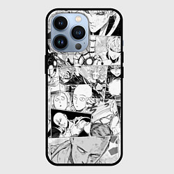 Чехол для iPhone 13 Pro Ванпанчмен паттерн, цвет: 3D-черный