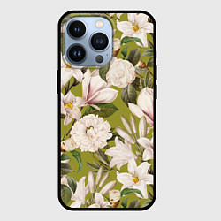 Чехол для iPhone 13 Pro Цветы Лилии и Астры, цвет: 3D-черный