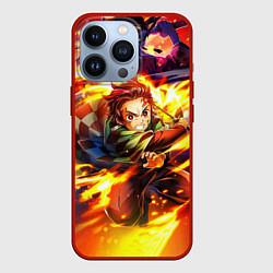 Чехол для iPhone 13 Pro Клинок, рассекающий демонов Demon Slayer, цвет: 3D-красный