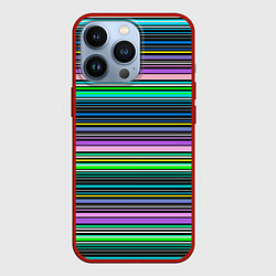 Чехол для iPhone 13 Pro Яркие неоновые тонкие полосы, цвет: 3D-красный