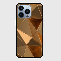 Чехол для iPhone 13 Pro Золотые 3D треугольники, цвет: 3D-черный